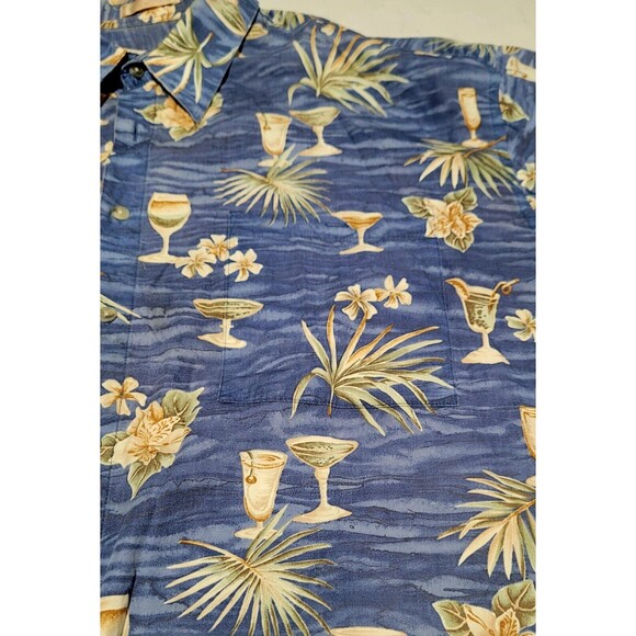 Campia Moda Men's 2XL Hawaiian Shirt SHORT SLEEVE XXL NWOT Palm Trees & Drinks - Picture 5 of 11
